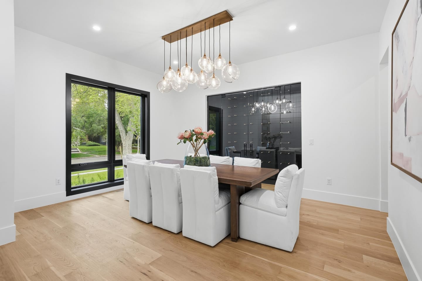 Dining room with dark tile feature wall at 2442 Saint Paul