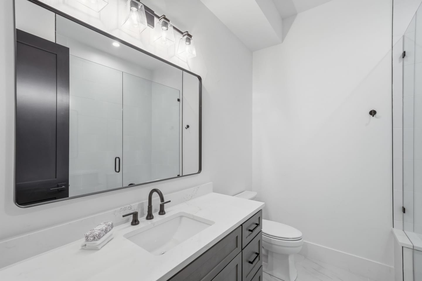 Lower-level bedroom with egress window
