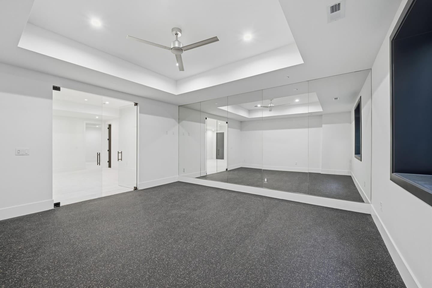Lower-level bedroom with egress window